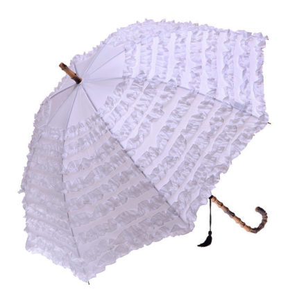 Clifton FIFI Fashion Frills Bamboo Look White Umbrella